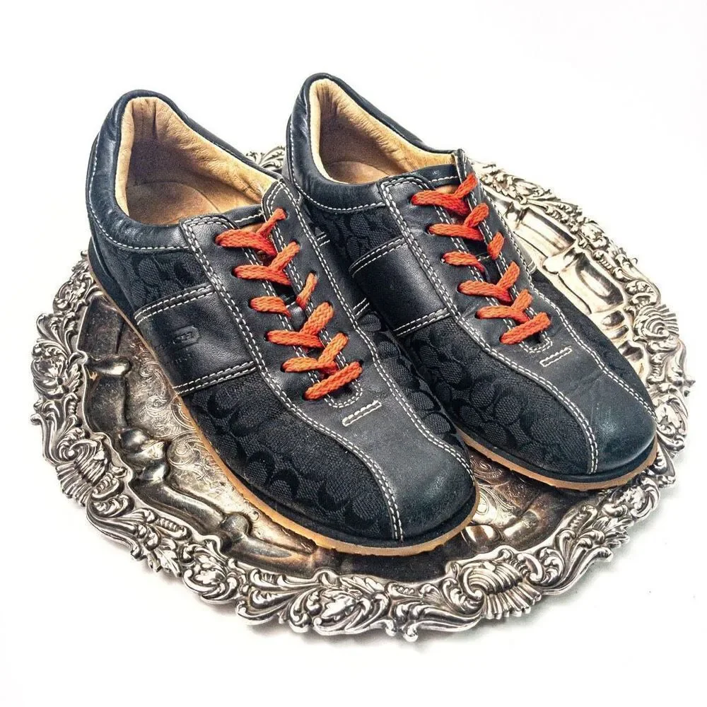 Coach Noella Black Leather and Canvas Sneakers Sz 5M